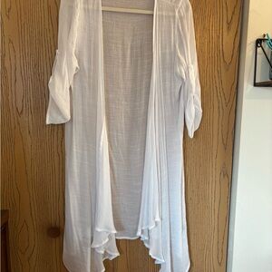 Creation White Sheer Open-Front Coverup